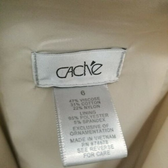 Cache Women's 6 Ivory Lined Paisley Embroidered Skirt Viscose Blend 30" 20.75" - Picture 8 of 8